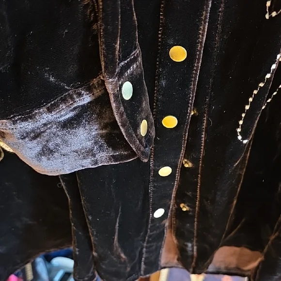 Soft Surroundings Chocolate Velvet Top with Floral Embroidery, Size XL. - Picture 8 of 9